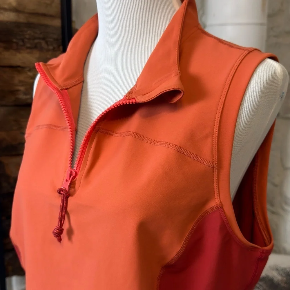 Old Navy Vibrant Orange and Red Zip Crop Top